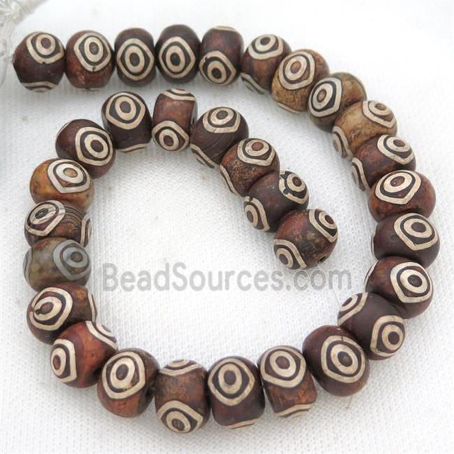 Tibetan Agate Beads, rondelle, eye