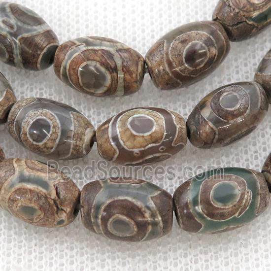 green Tibetan Agate rice beads, eye