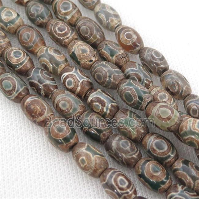 green Tibetan Agate rice beads, eye