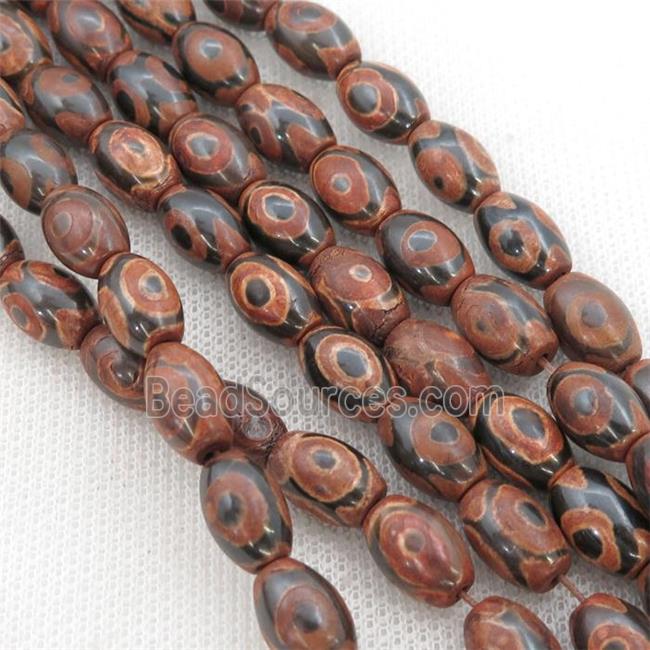 Tibetan Agate rice beads, red evil eye