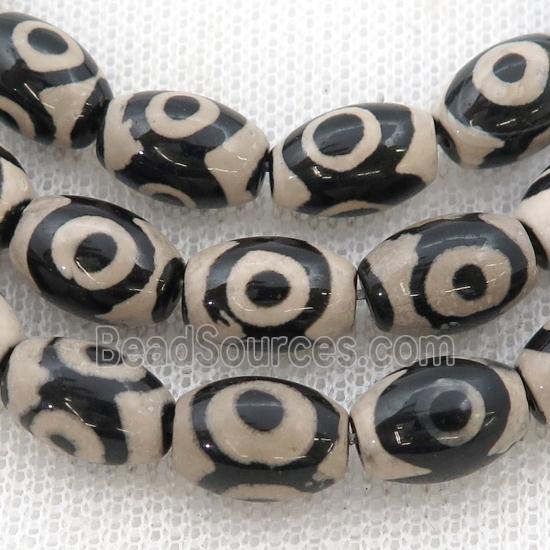 black white Tibetan Agate rice beads, eye