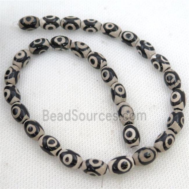 black white Tibetan Agate rice beads, eye