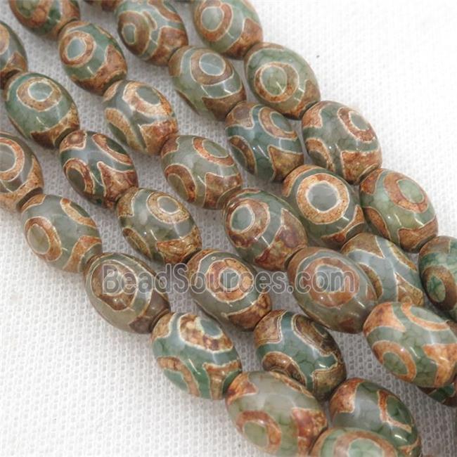 green Tibetan Agate rice beads, eye