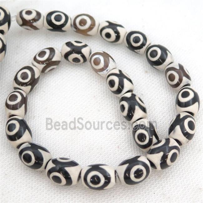 white black Tibetan Agate barrel Beads