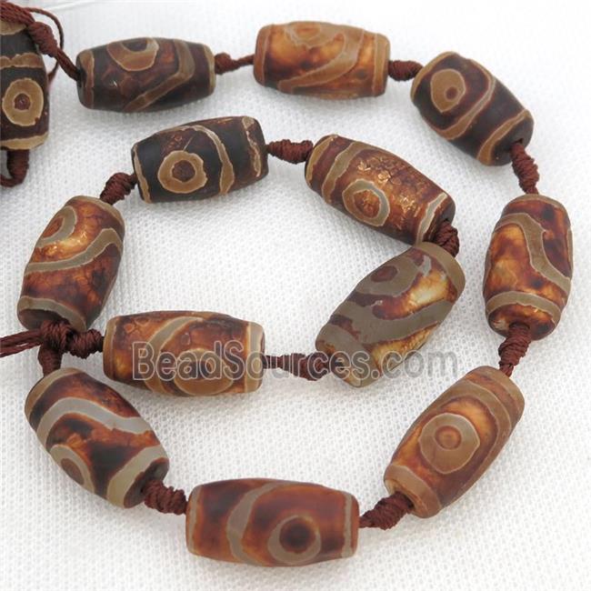 matte Tibetan Agate barrel beads, eye