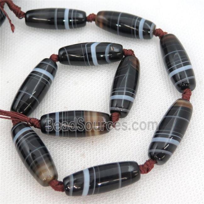 black Striped Agate rice beads