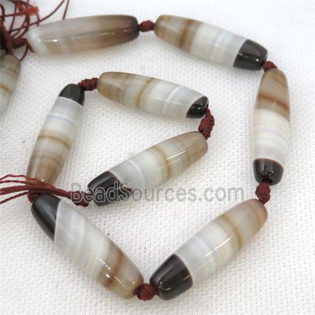 white Striped Agate rice beads