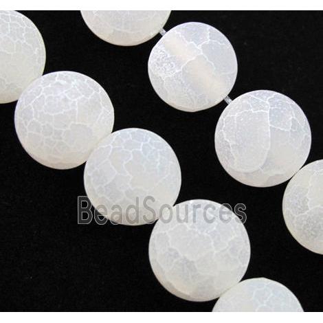 round white frosted Crackle Agate beads