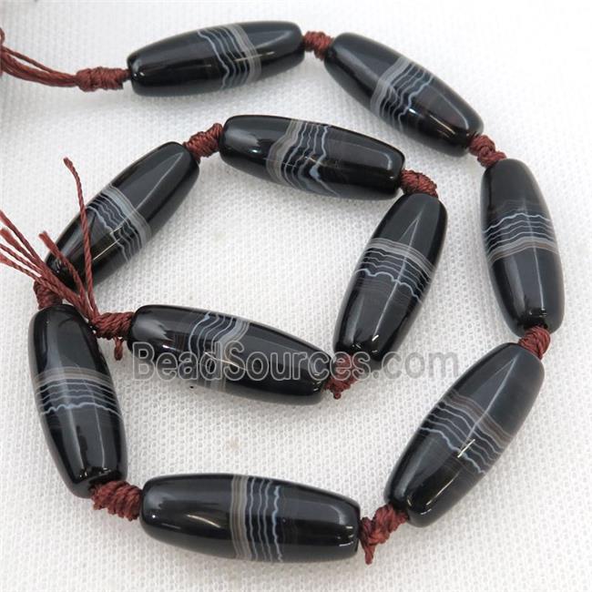 black Striped Agate rice beads