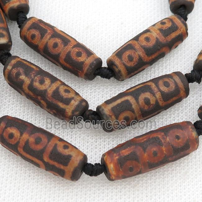 rough Tibetan Dzi Agate rice beads, eye