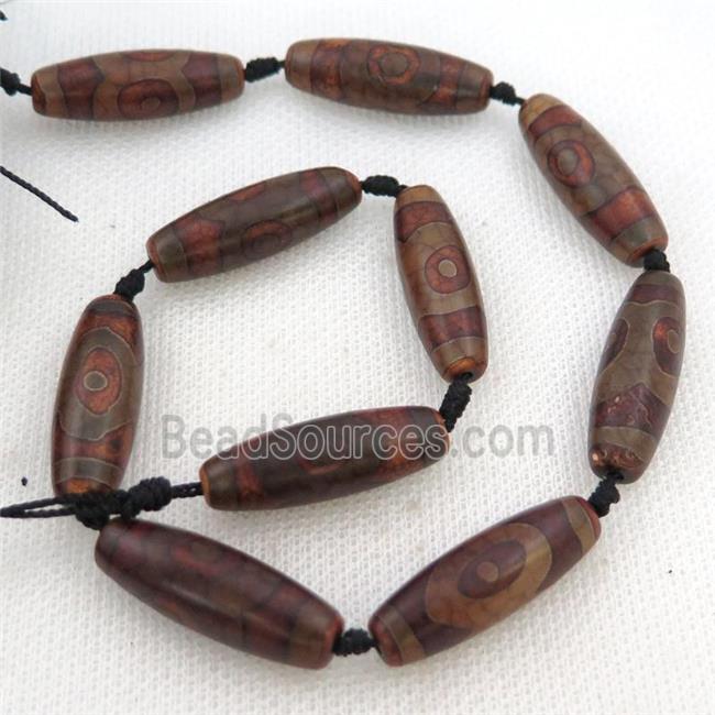 brown Tibetan Agate rice beads, eye