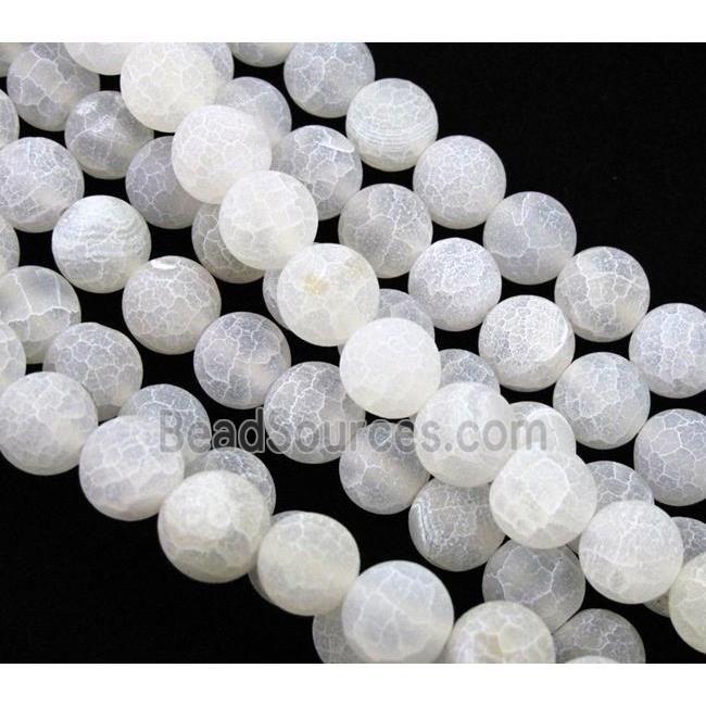 round white frosted Crackle Agate beads