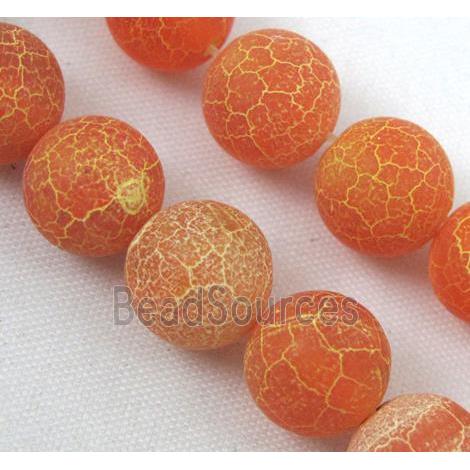 round orange frosted Crackle Agate beads