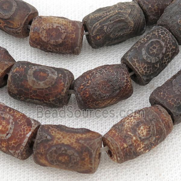 rough Tibetan Agate tube beads, eye