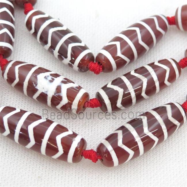 Tibetan Dzi Agate rice beads, wave