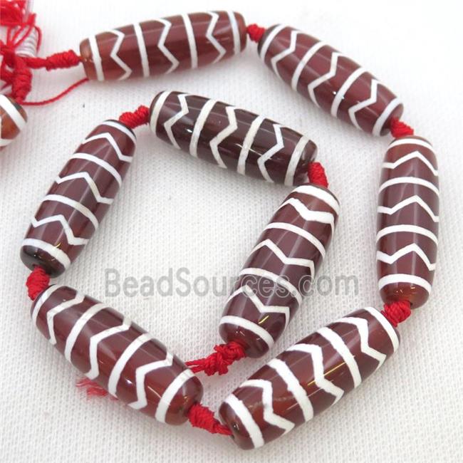 Tibetan Dzi Agate rice beads, wave