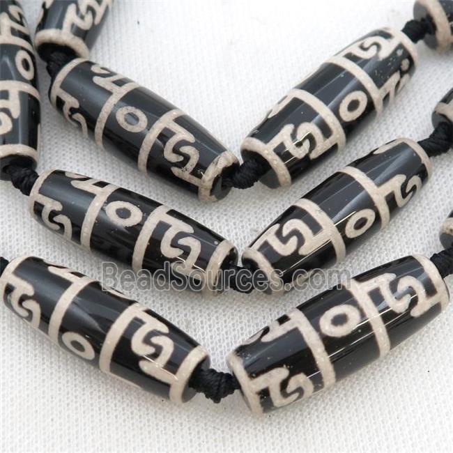 black white Tibetan Agate rice beads