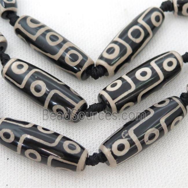 white black Tibetan Dzi Agate rice beads, eye