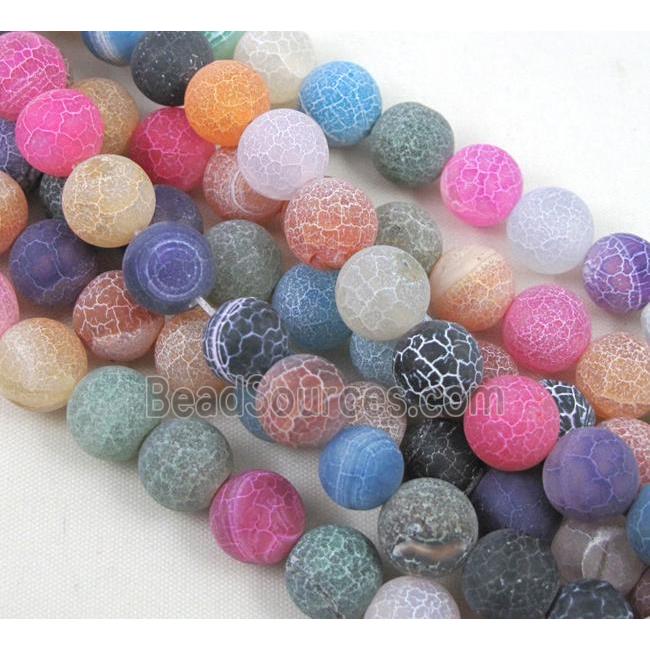 round frosted Crackle Agate beads, mix color