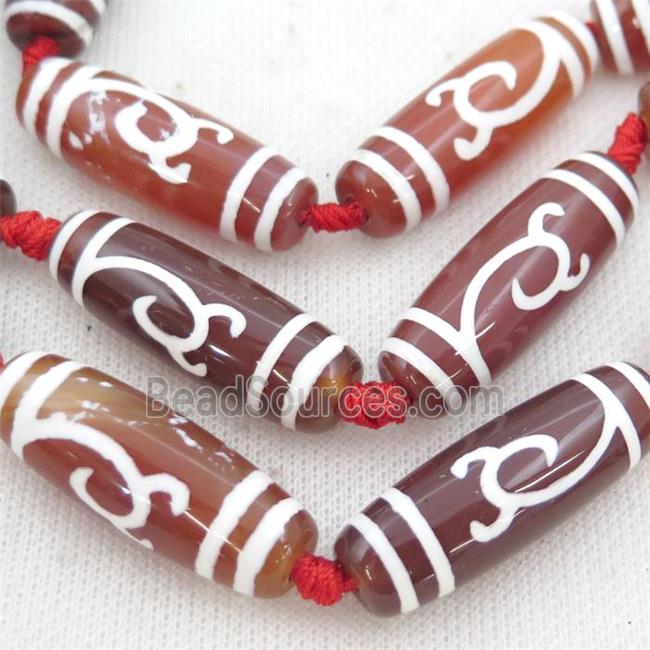 red Tibetan Agate rice beads