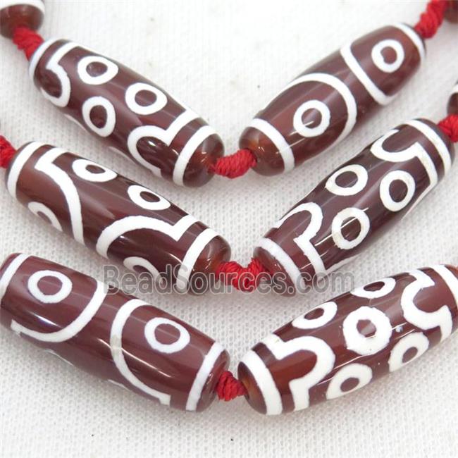 red Tibetan Agate rice beads, eye