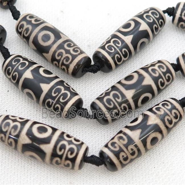 black white Tibetan Agate rice beads