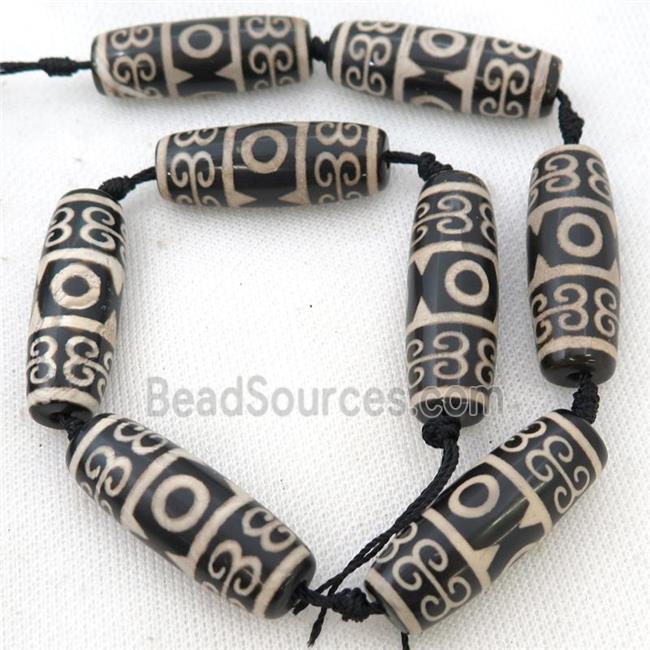 black white Tibetan Agate rice beads