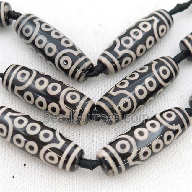 white black Tibetan Dzi Agate rice beads, 21eyes