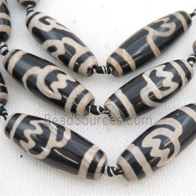 black Tibetan Agate rice beads