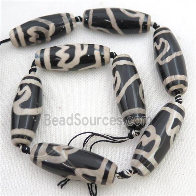 black Tibetan Agate rice beads