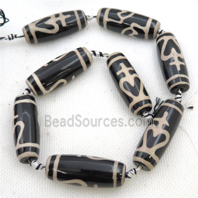 black Tibetan Agate rice beads