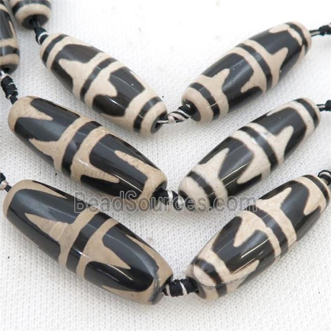 black Tibetan Agate rice beads