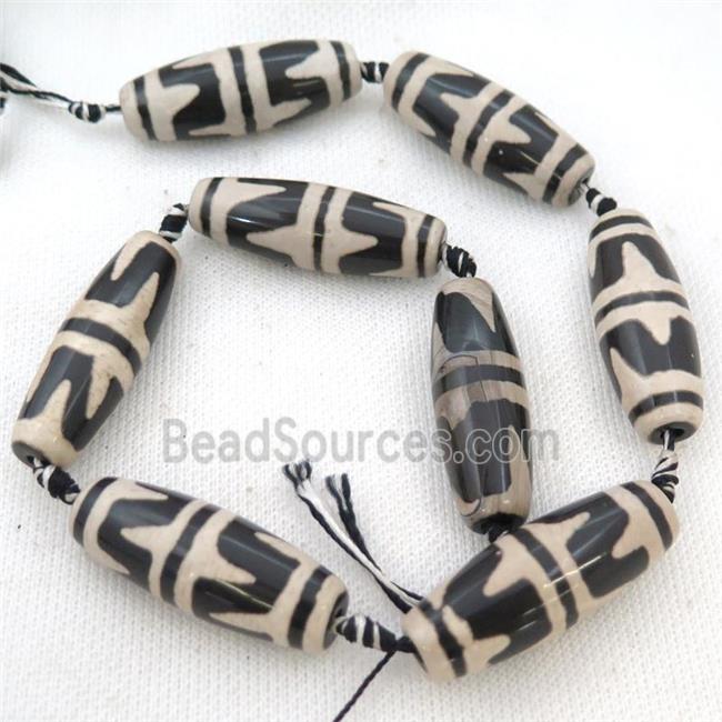 black Tibetan Agate rice beads