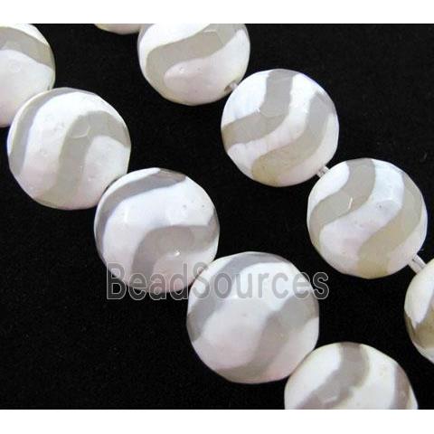 tibetan Agate Stone bead, faceted round, wave