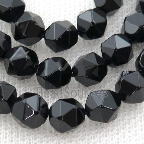 Black Onyx Agate Beads, Faceted Round