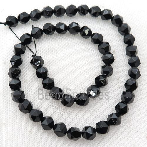 Black Onyx Agate Beads, Faceted Round