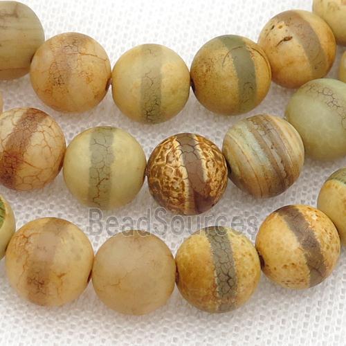 yellow Tibetan Style Agate Beads, Round