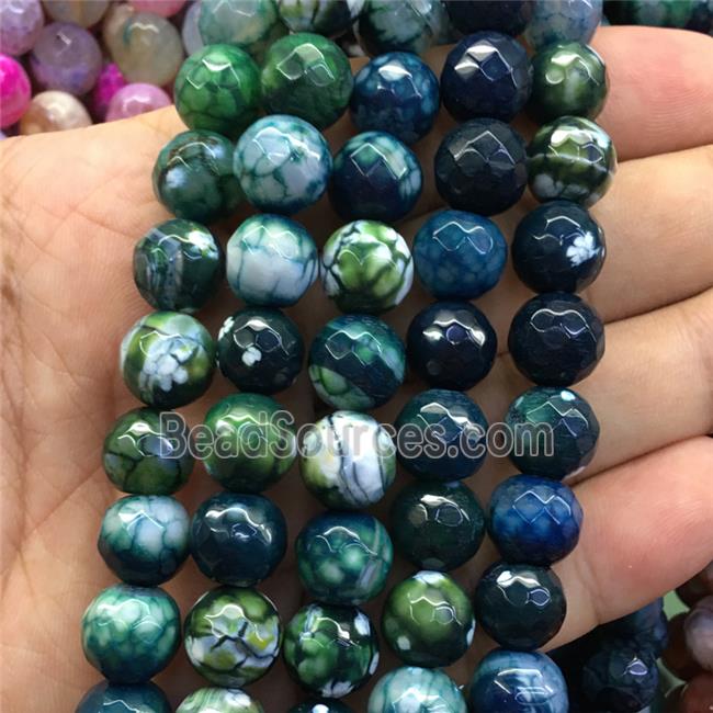 green dragonVeins Agate Beads, faceted round