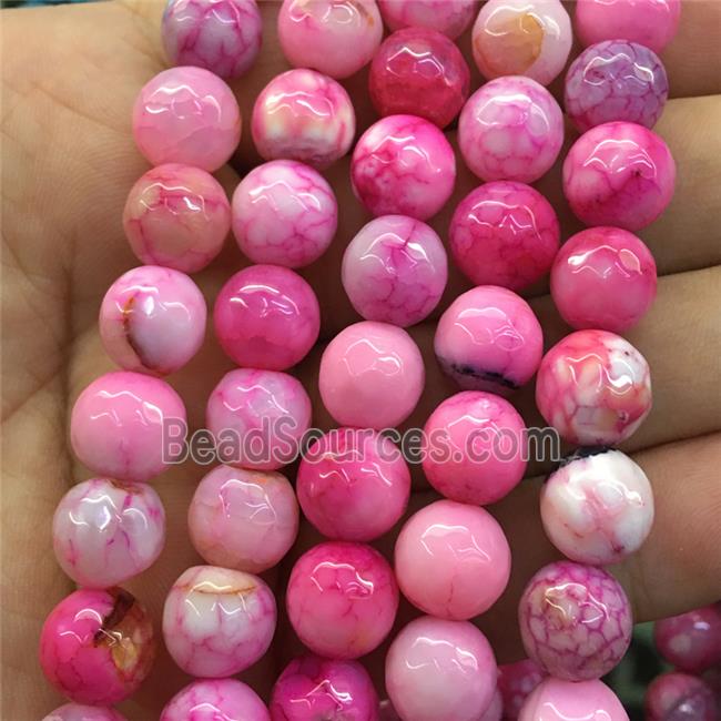 pink dragonVeins Agate Beads, faceted round