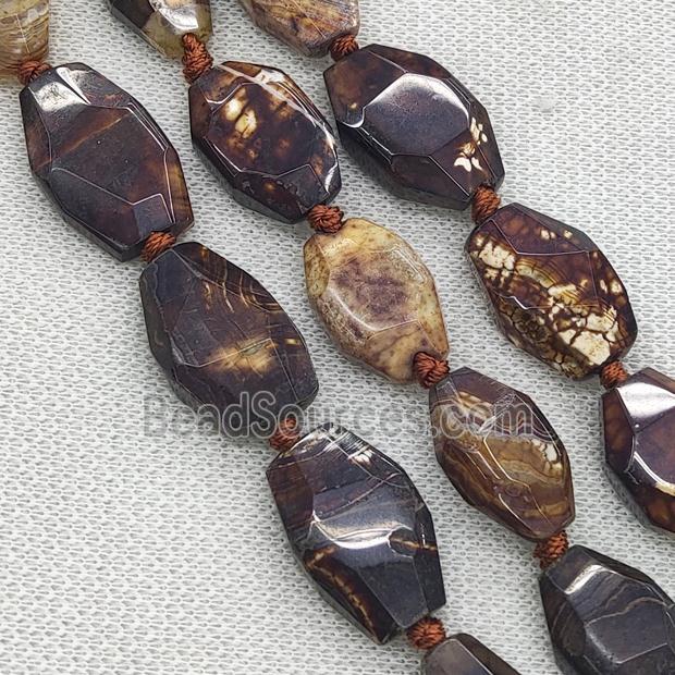 coffee Veins Agate Beads, freeform