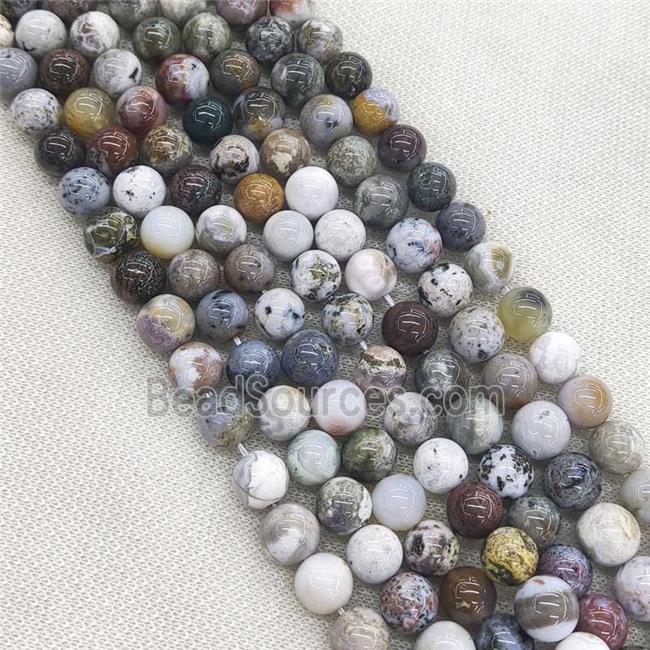 natural Ocean Agate Beads, round