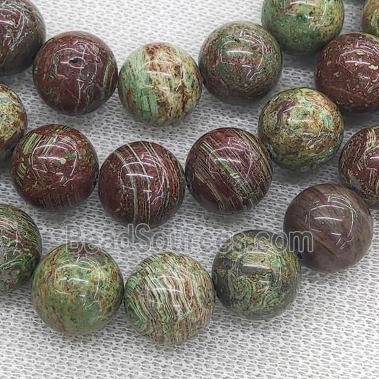 green Striped Jasper Beads, round