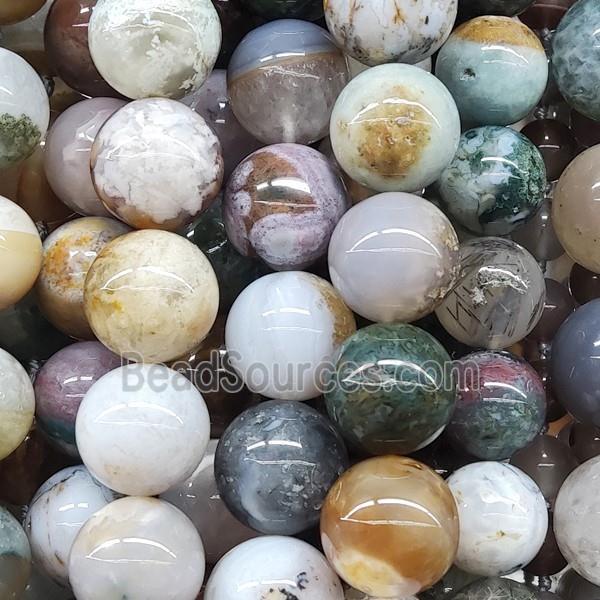 Natural Ocean Agate Beads, smooth round