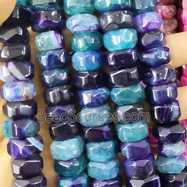 Natural Agate Beads Faceted Rondelle Multicolor Dye