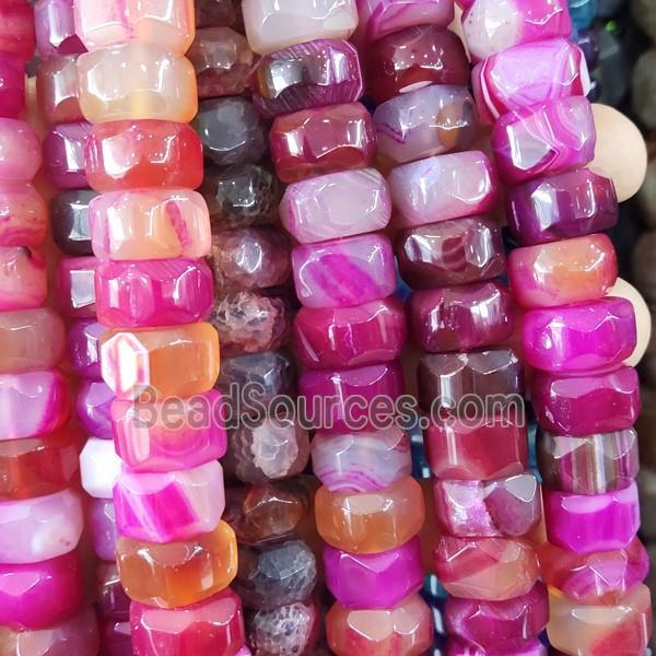 Hotpink Agate Beads Faceted Rondelle Dye