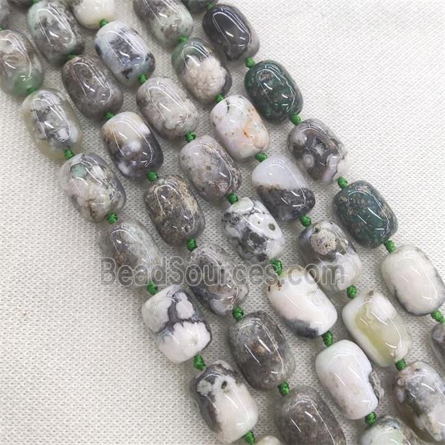 green Cherry Montana Agate barrel Beads