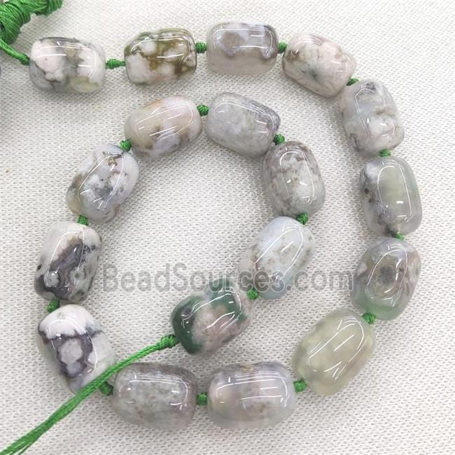 green Cherry Montana Agate barrel Beads