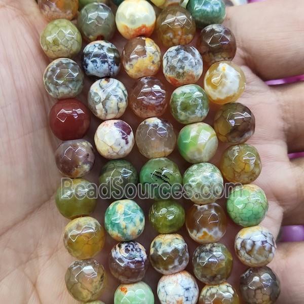 faceted round Fire Agate Beads, green