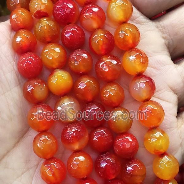 faceted round Agate Beads, red dye