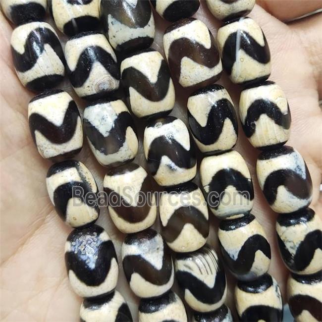 tibetan Dzi Agate barrel beads, wave